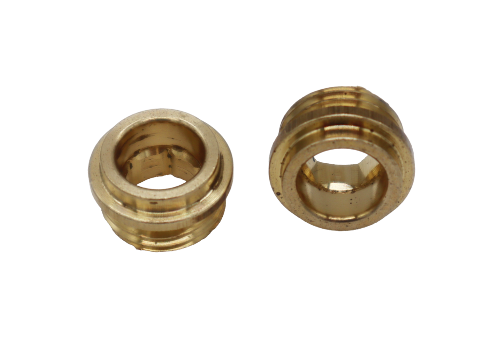 Bright brass faucet seats with male threads.