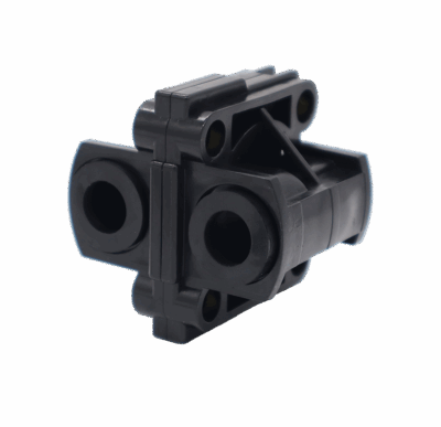 Black plastic cartridge with black rubber seals.