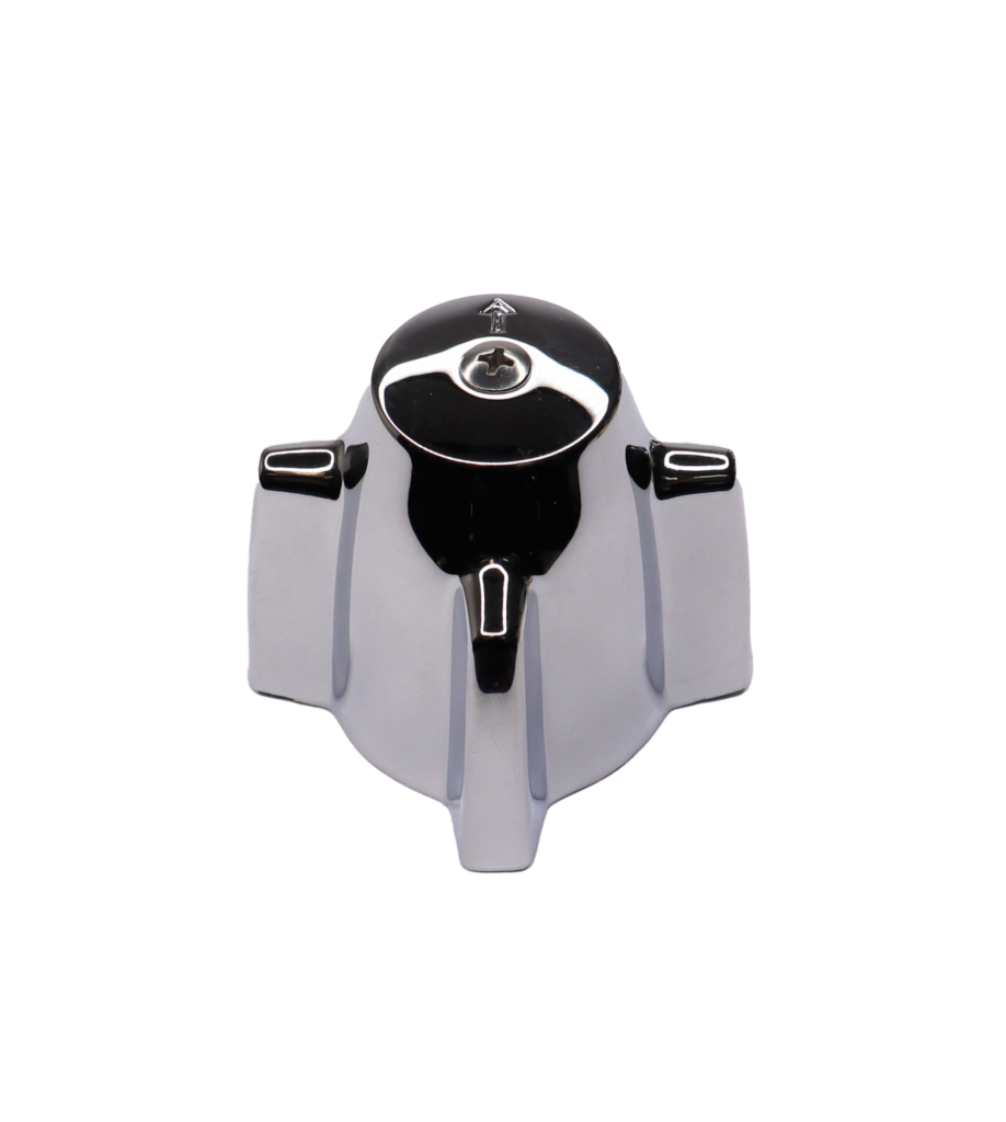 Bright polished chrome diverter handle with 4 sided handle grips and stainles screw.