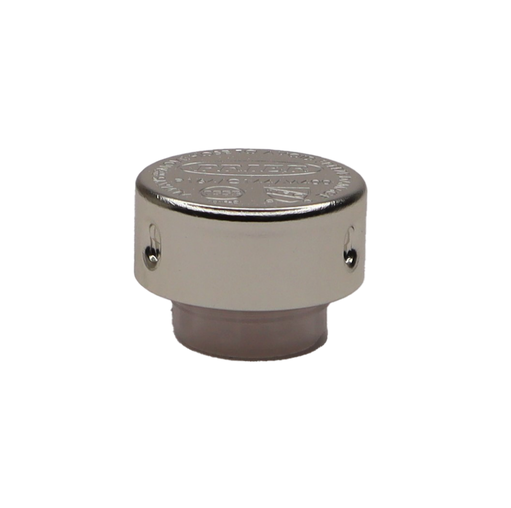 White plastic vacuum breaker with polished chrome vacuum breaker cap.