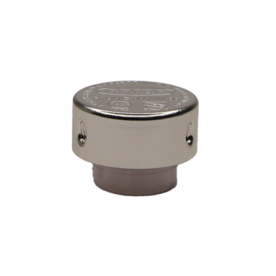 White plastic vacuum breaker with polished chrome vacuum breaker cap.