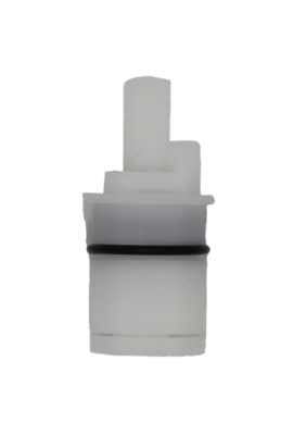 White plastic cartridge wiht black rubber o-ring.