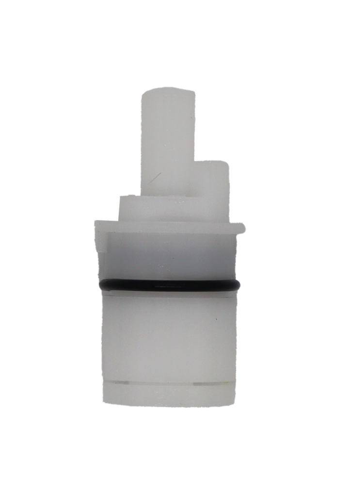 White plastic cartridge wiht black rubber o-ring.