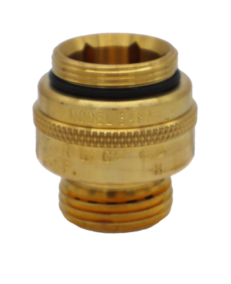 Bright brass vacuum breaker with black rubber o-ring.