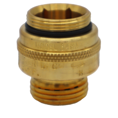 Bright brass vacuum breaker with black rubber o-ring.