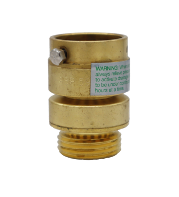 Bright brass vacuum breaker with black rubber washers and stainless tamper proof screw.