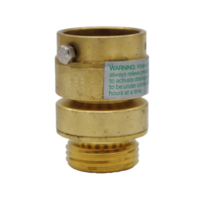Bright brass vacuum breaker with black rubber washers and stainless tamper proof screw.