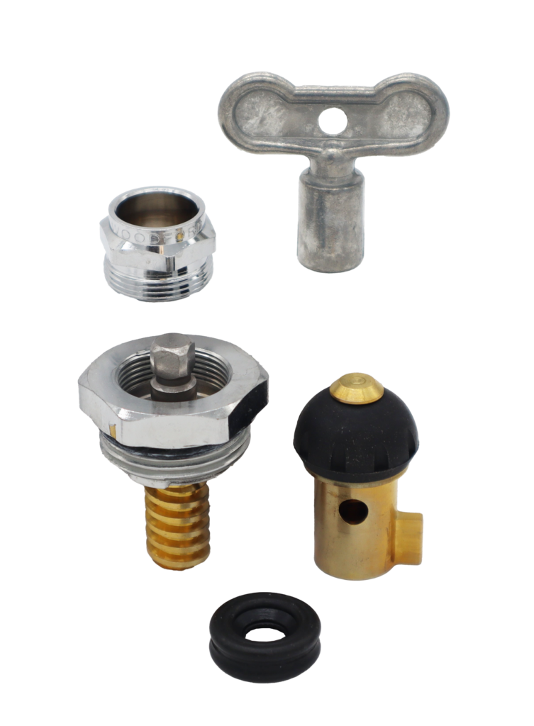 Die cast metal handle polished chrome packing nut & head nut assembly blakc rubber washer and brass & rubber yoke assembly.