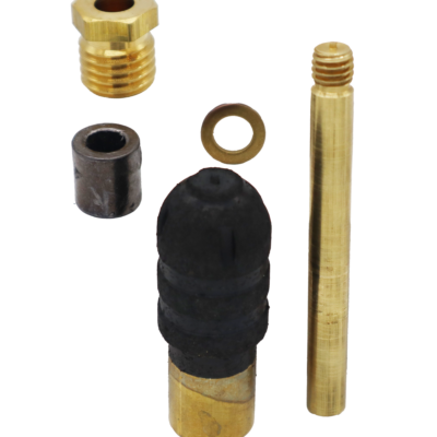 Bright brass washer rod & packing nut with grey graphite packing black rubber and brass plunger