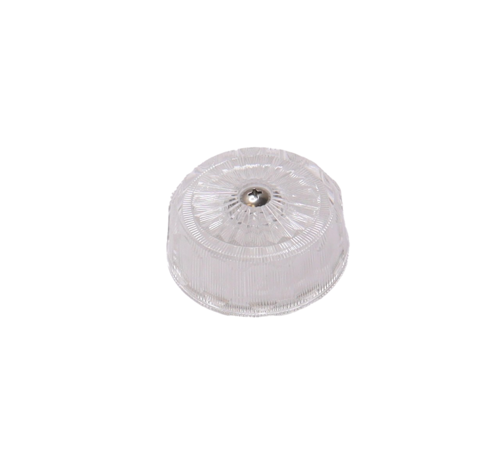 Clear round acrylic handle with stainless screw.
