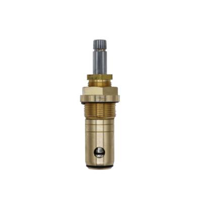 Polished chrome stem with bright brass body black rubber seals and brass screw.