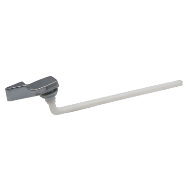 White plastic trip lever with grey neut and polished chrome plastic lever handle.