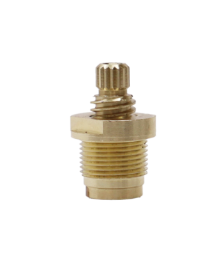 Bright brass stem with black rubber washer and brass screw.