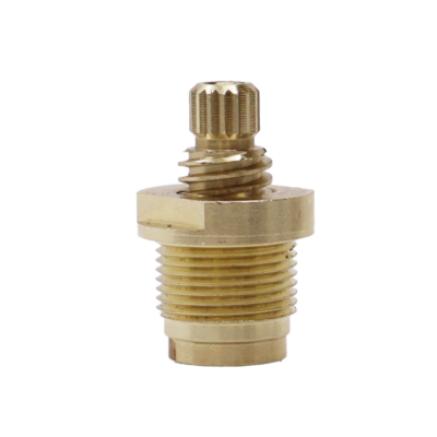 Bright brass stem with black rubber washer and brass screw.