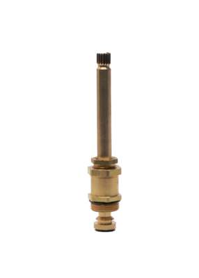 Bright brass colored stem with black o-ring and black washer on the bottom.