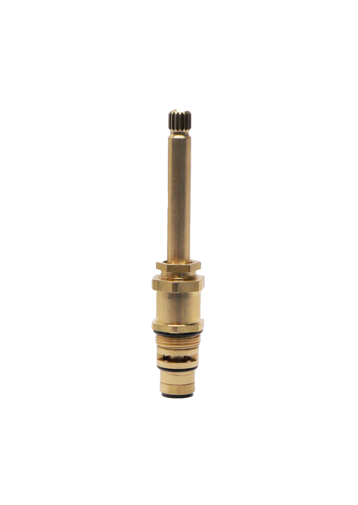 Bright brass diverter stem with black rubber washer and o-ring.