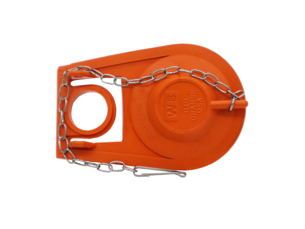 Bright orange rubber with stainless chain.