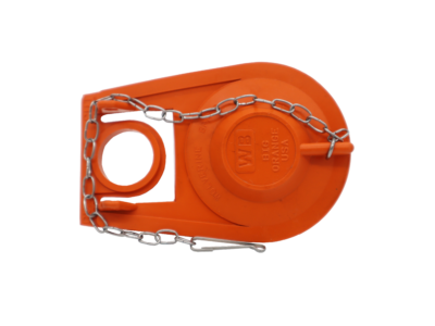 Bright orange rubber with stainless chain.