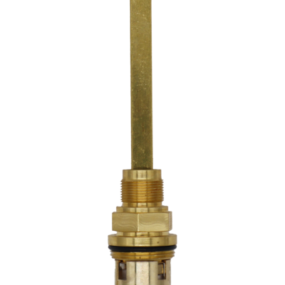 Bright brass cartridge with square handle connection white ceramic discs and black orings.