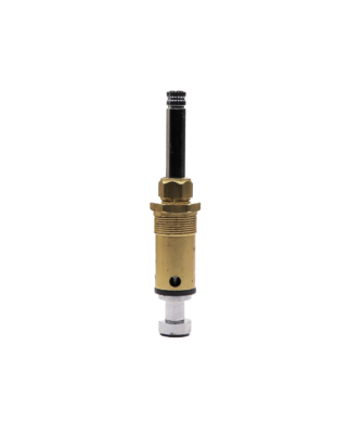Bright chrome stem with brass body black o-ring and black washer on the bottom.