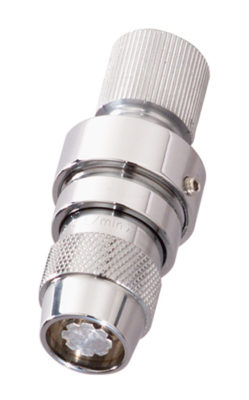 Polished chrome shower head with vandal proof screw.