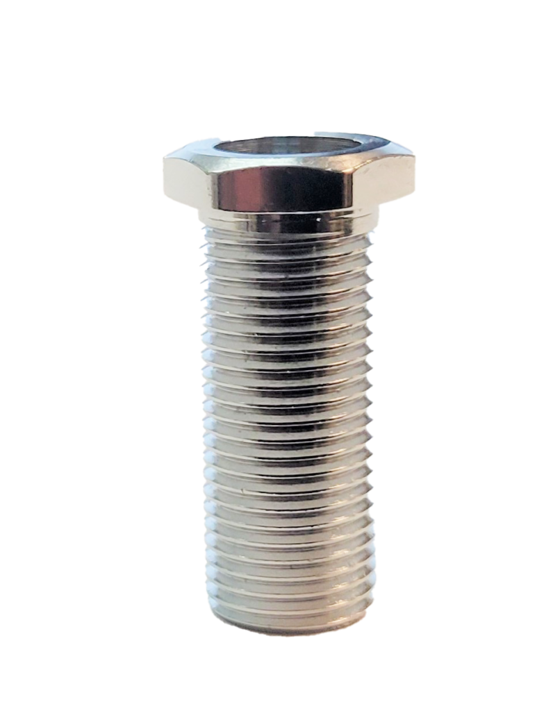 Polished chrome threaded escutcheon holder.
