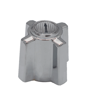 Bright chrome four sided faucet handle for diverter.
