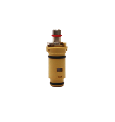 Tan plastic cartridge with metal handle connection with black rubber o-rings