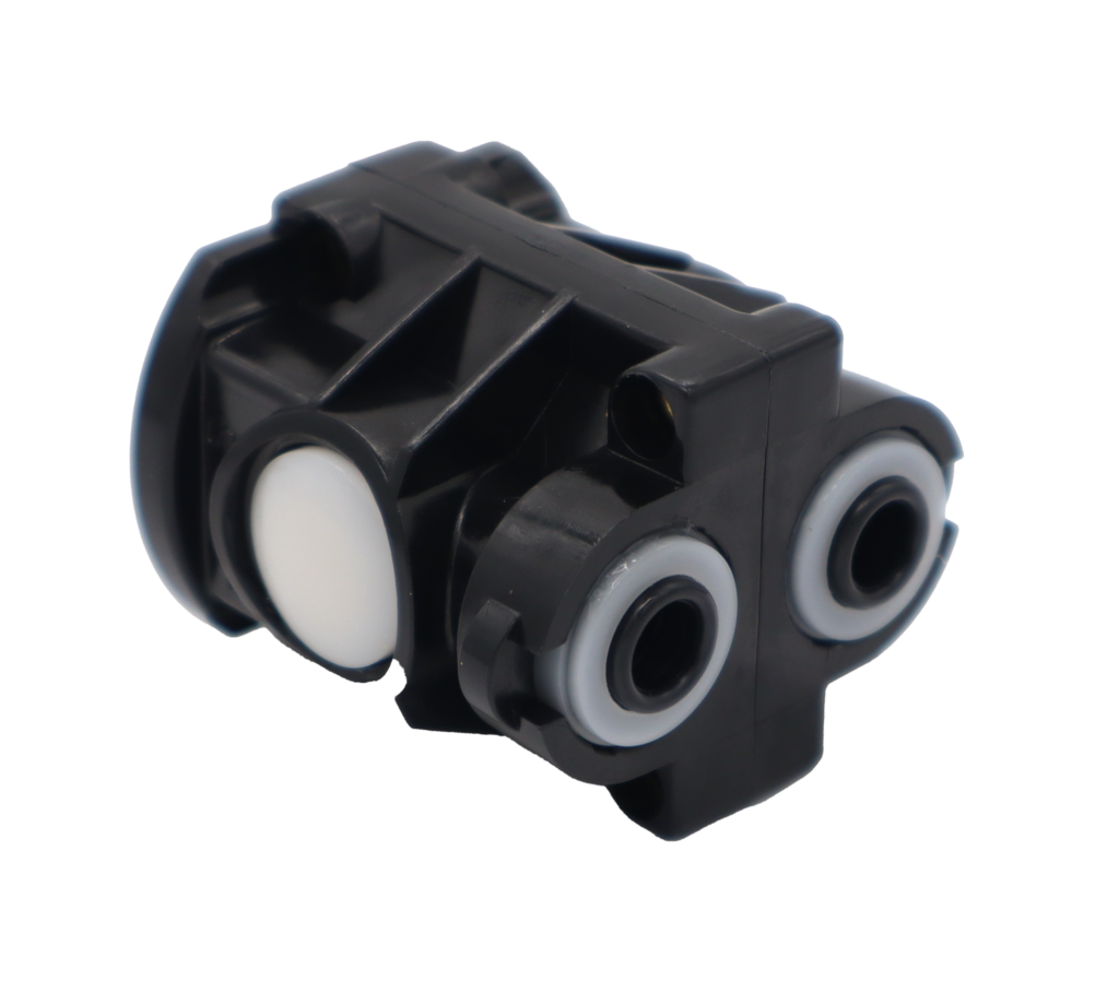 Black plastic balancer with with plastic seals.