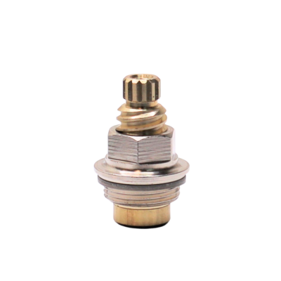 Bright brass stem with polished chrome bonnet black rubber washer and brass screw.