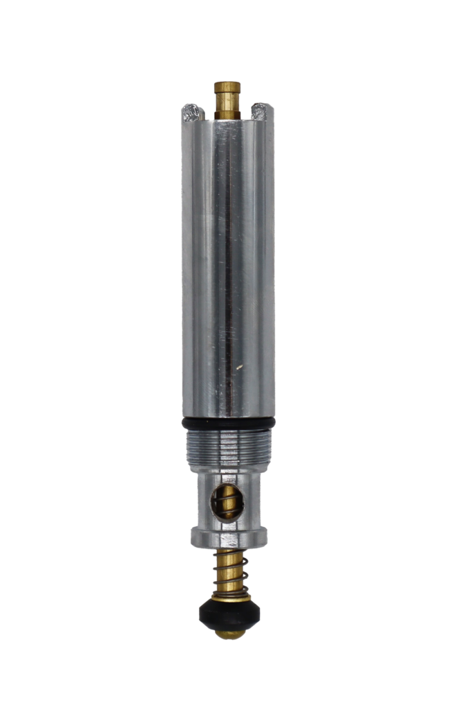 Polished chrome body brass stem black rubber o-ring stainless sprting black rubber washer with a brass screw.