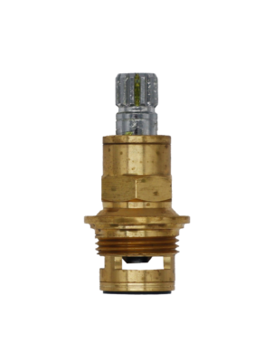 Bright brass cartridge with polished chrome stem with black rubber bottom seal.