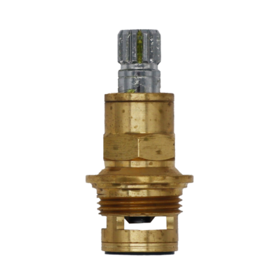 Bright brass cartridge with polished chrome stem with black rubber bottom seal.