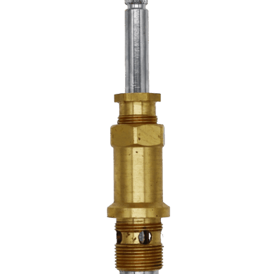 Bright brass body with polished chrome stem black rubber washer and brass screw.