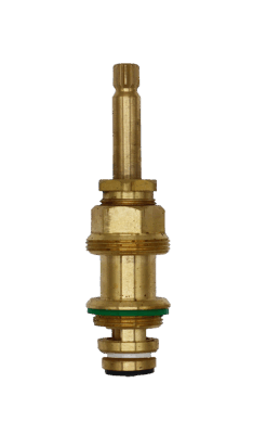 Bright brass stem with fiber rubber washer and brass screw.