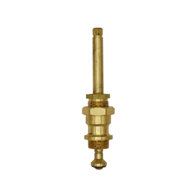 Bright brass compression stem with black rubber washer and brass screw.