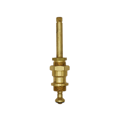 Bright brass compression stem with black rubber washer and brass screw.
