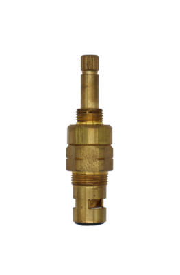 Bright brass cartrdige with white ceramic discs and balck bottom washer.