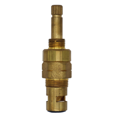 Bright brass cartrdige with white ceramic discs and balck bottom washer.