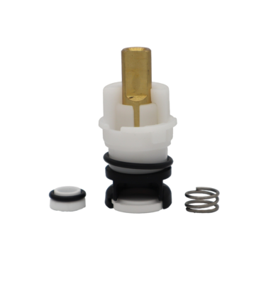 White and black cartridge with brass stem and stainless spring with ceramic disc.