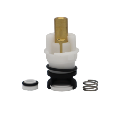 White and black cartridge with brass stem and stainless spring with ceramic disc.