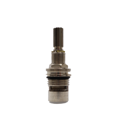 Polished chrome cartridge with black o-ring and white bottom seal.
