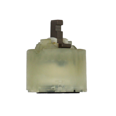 Clear plastic cartridge with white limit stop metal handle connection and black rubber bottom seals.