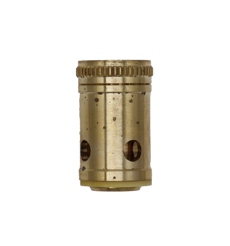 Bright brass Barrel with tan rubber botom washer.