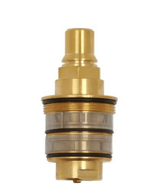 Bright brass cartridge with stainless screend and black orings.