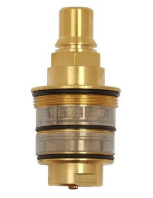 Bright brass cartridge with stainless screend and black orings.