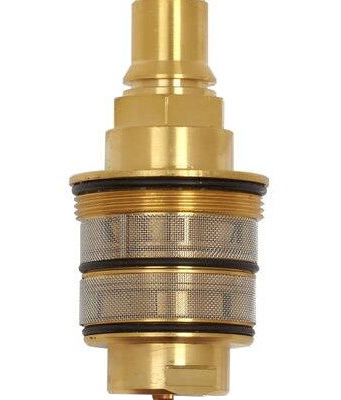 Bright brass cartridge with stainless screend and black orings.