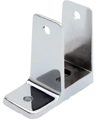 Polished chrome wall bracket with 4 screw holes.