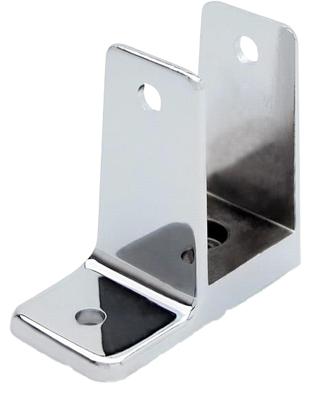 Polished chrome wall bracket with 4 screw holes.