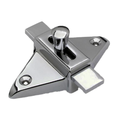 Polished chrome slide latch with 2 screw holes.